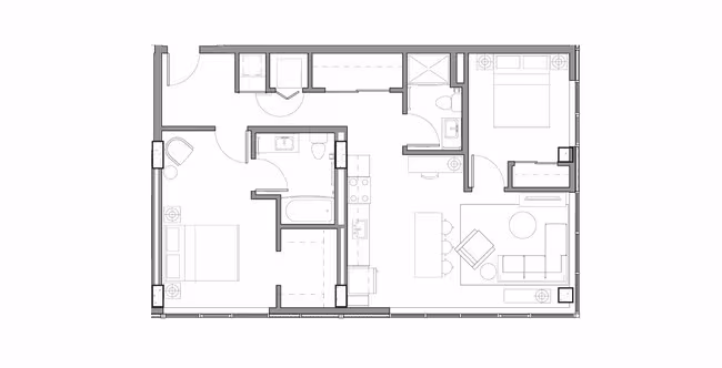 2 Bedroom 1 Bath 0523 floor plan